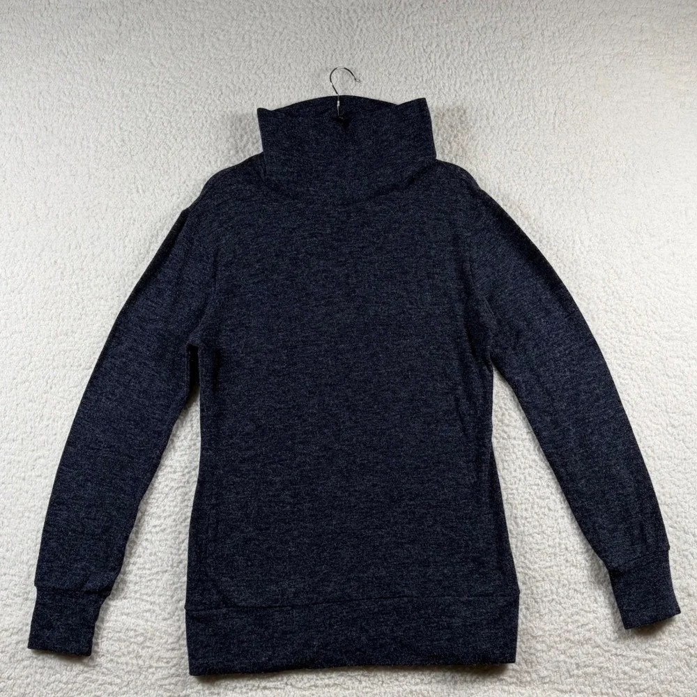 KAVU Sweetie Sweater Womens XL Cowl Funnel Neck Pullover Navy Blue Made Canada